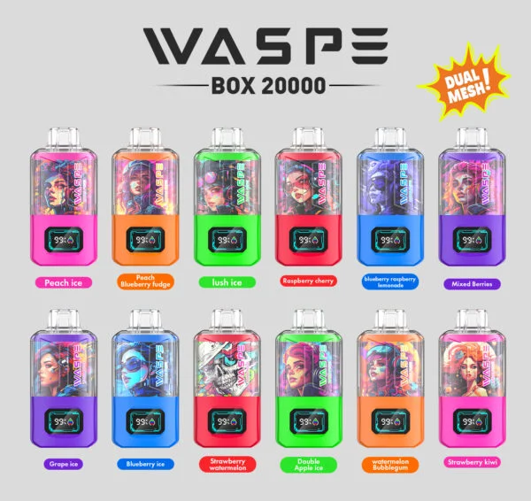 WASPE 20000 PUFFS Dual Mesh Box 0% 2% 3% 5% Nikotinový jednorázový vape velkoobchod – AweVape – 2