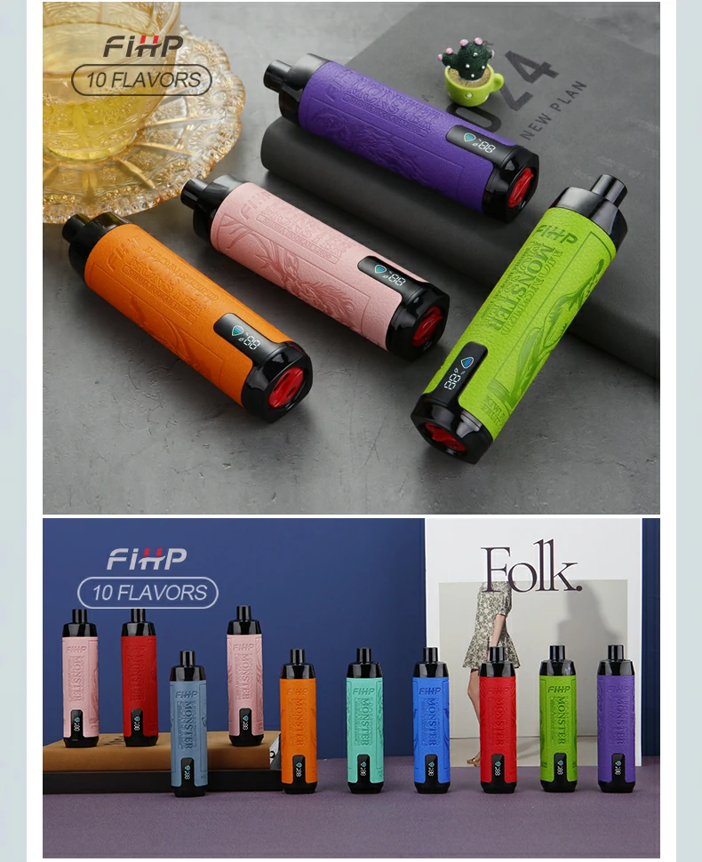 FIHP Shisha Hookah 12000 Puffs Monster Low Nicotine Rechargeable Disposable Vapes Pen Bulk Buy Wholesale