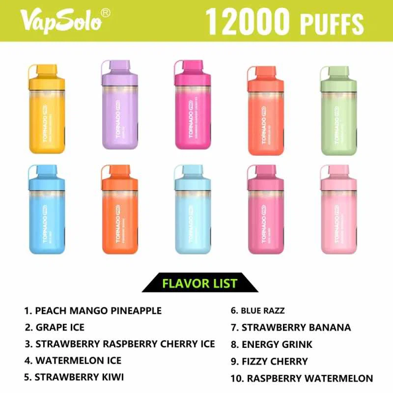 Vapsolo Tornado Pro 12000 Puffs 2% 5% Low Nicotine Rechargeable Disposable Vapes Pen Bulk Buy Wholesale